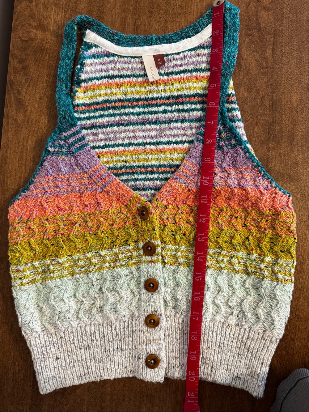 Pilcro Anthropologie Salomon Swank Tank Sweater Vest Top Rainbow Crochet - Picture 10 of 11